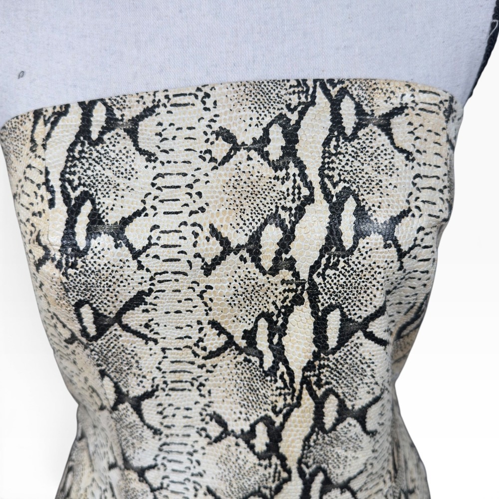 Hugo Buscati VTG Leather Strapless Snake Embossed Mini Dress Structured Size 8 - Picture 13 of 15